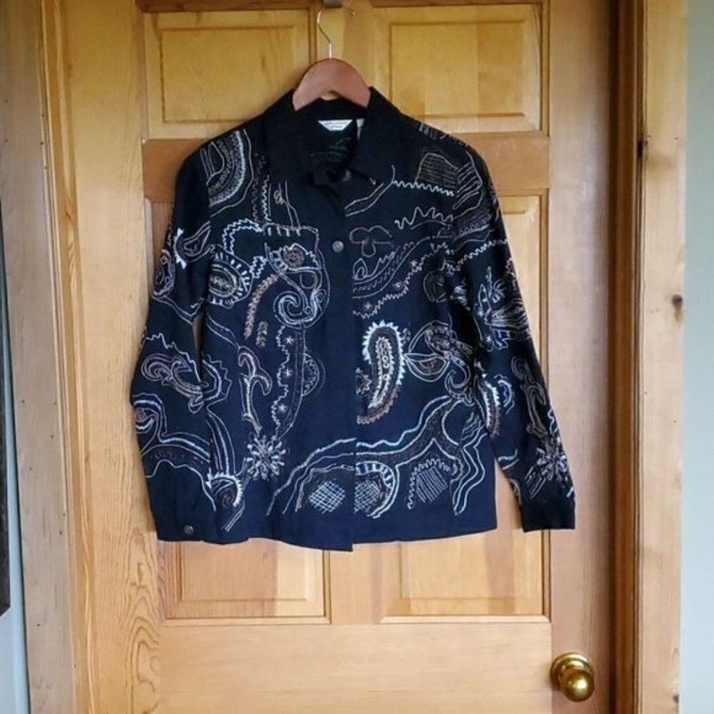 Laura Ashley Black Embellished Embroidered Designed Sz. PM Jacket